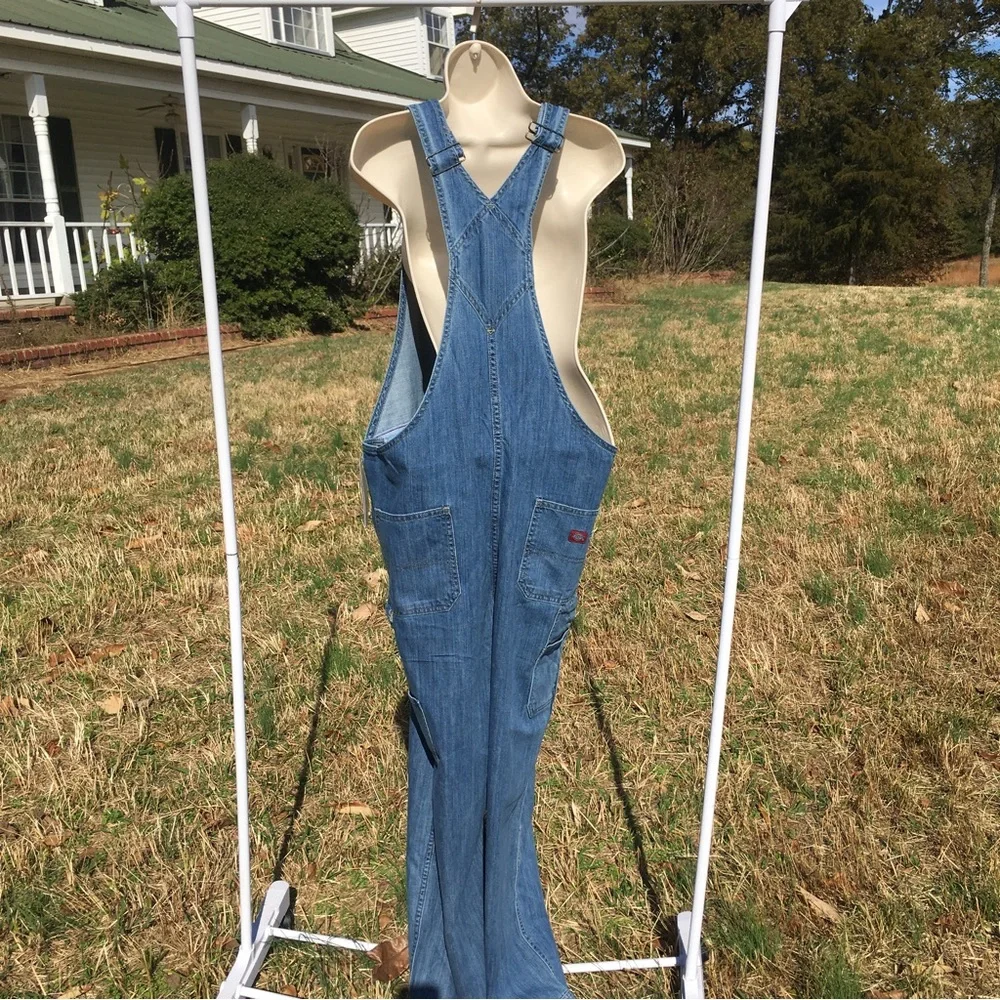 NWT Dickies Bib Denim Overalls Womens Relaxed Fit Straight Leg  Sz L  FB206MSB - Picture 8 of 16